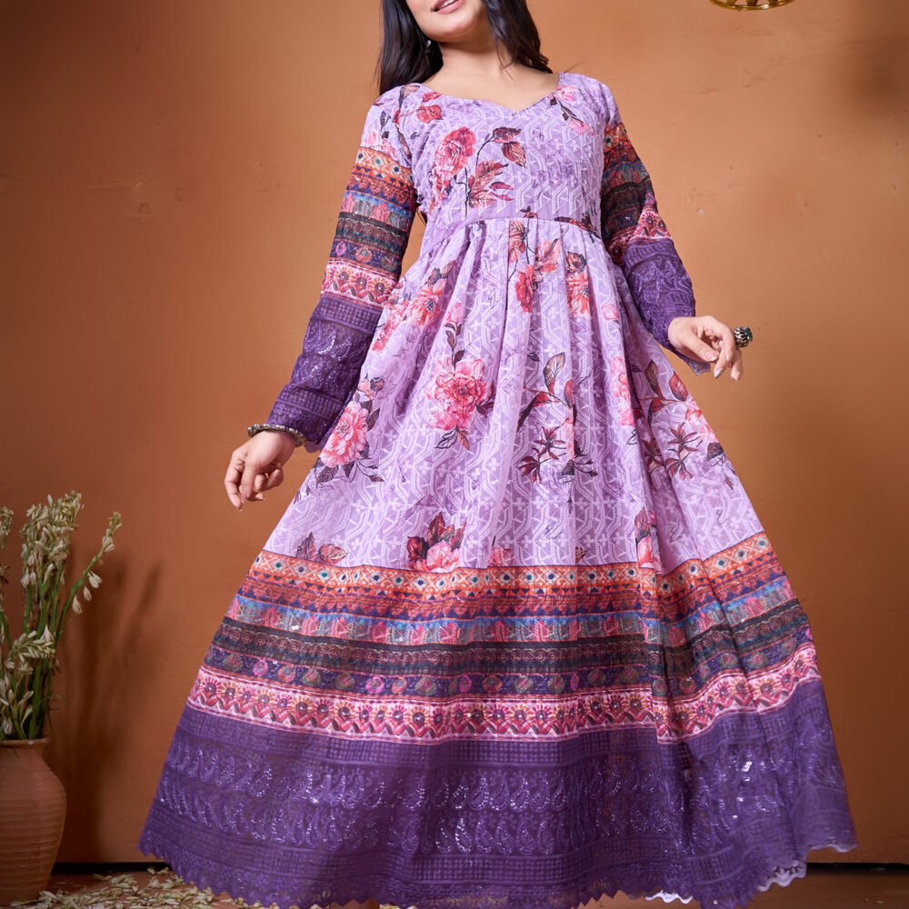 Cotton Silk Embroidered Anarkali